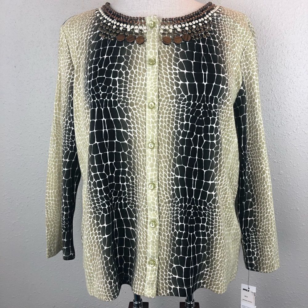 NWT Rafaella Animal Print Top Size L